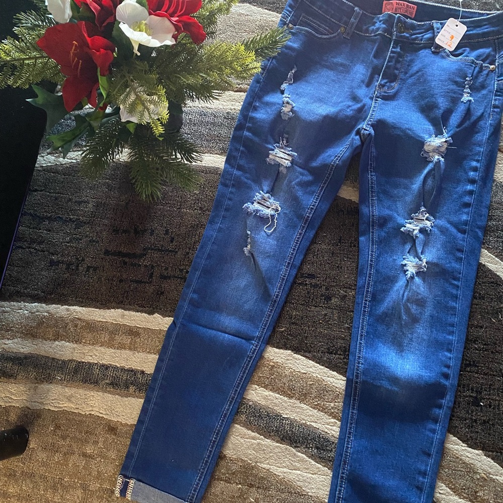 Women's Blue Distressed Jeans